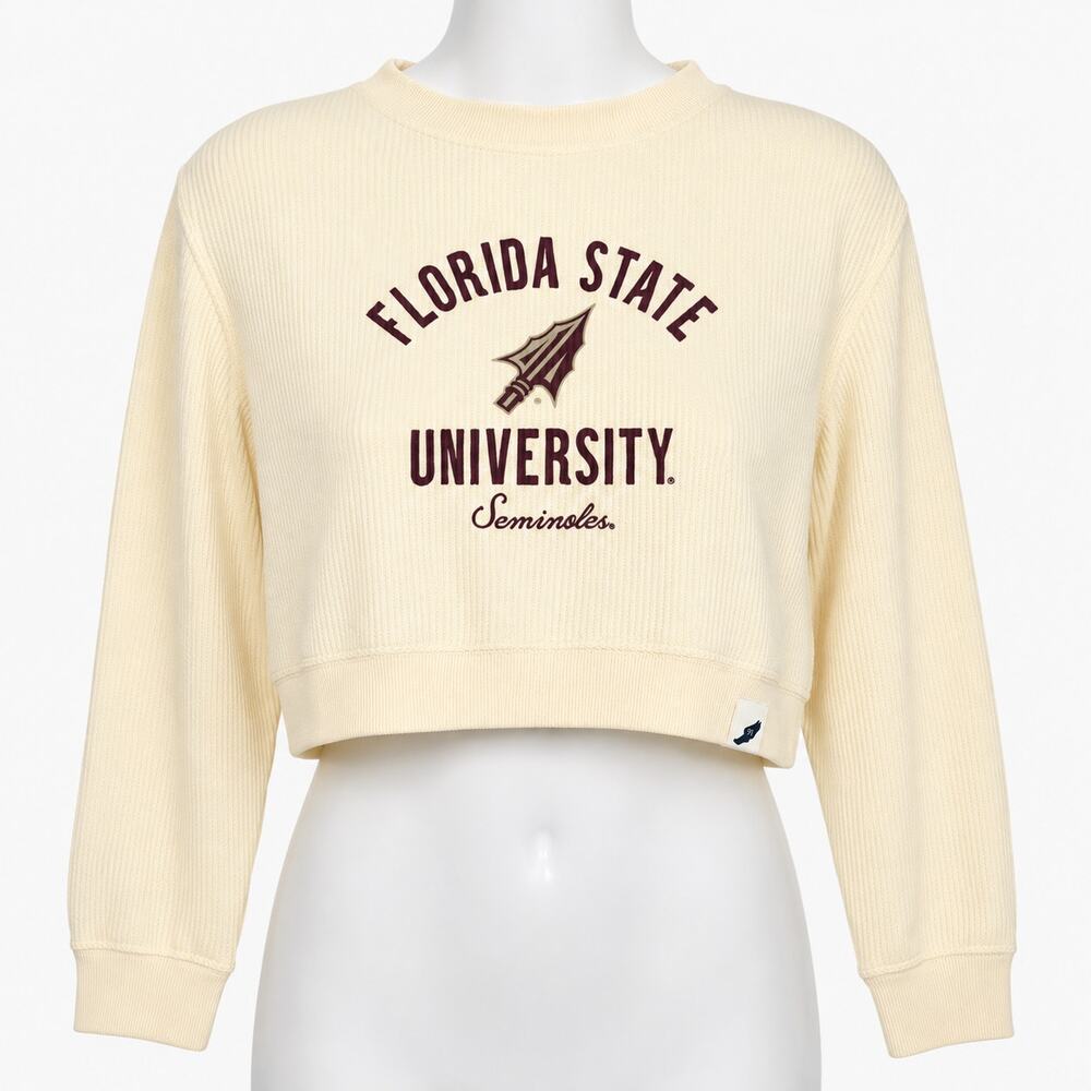 League Unwind Florida State University Cropped Sweatshirt Women's Small Yellow